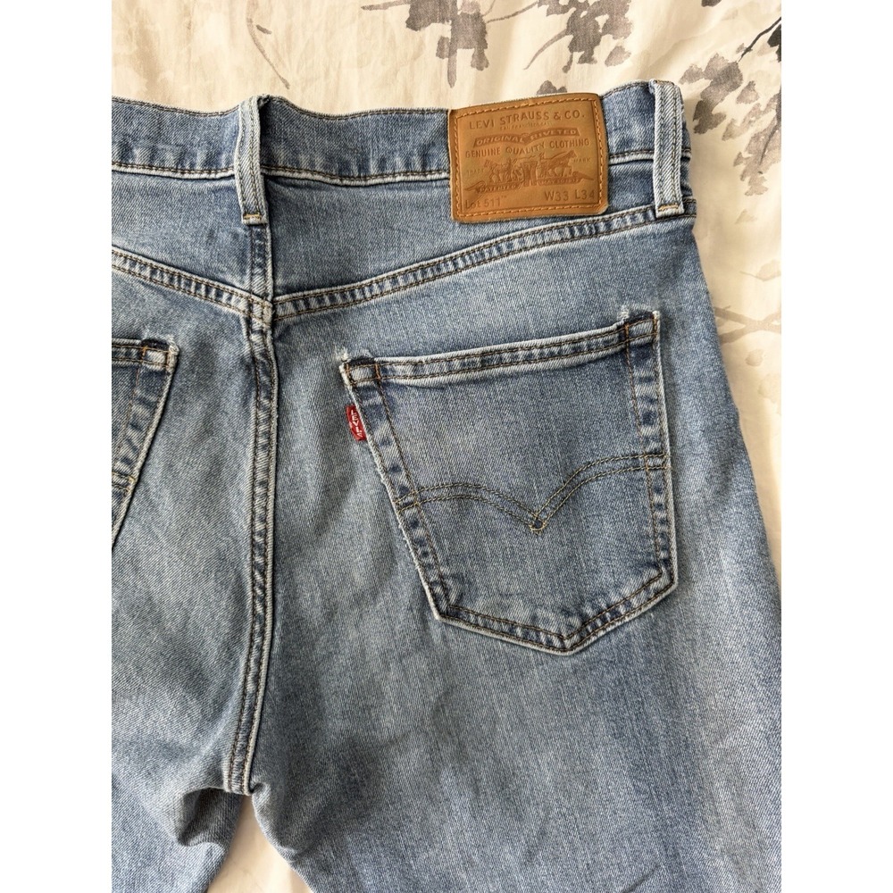 Levi's Premium 511 Slim Fit Taper Light Wash Stretch Denim Jeans 33 x 34 Faded